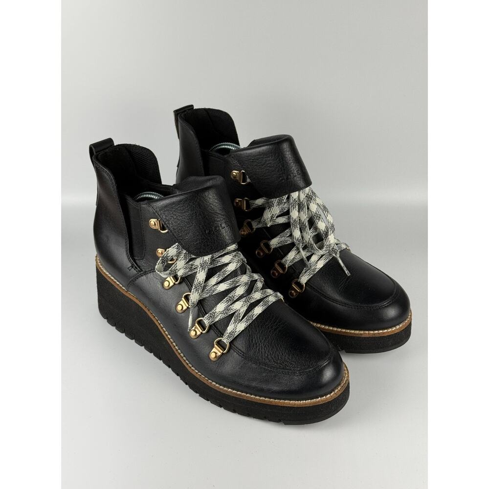 Cole Haan Grand Explore Womens Hiker Boots Black Zero Waterproof Wedge Size 10